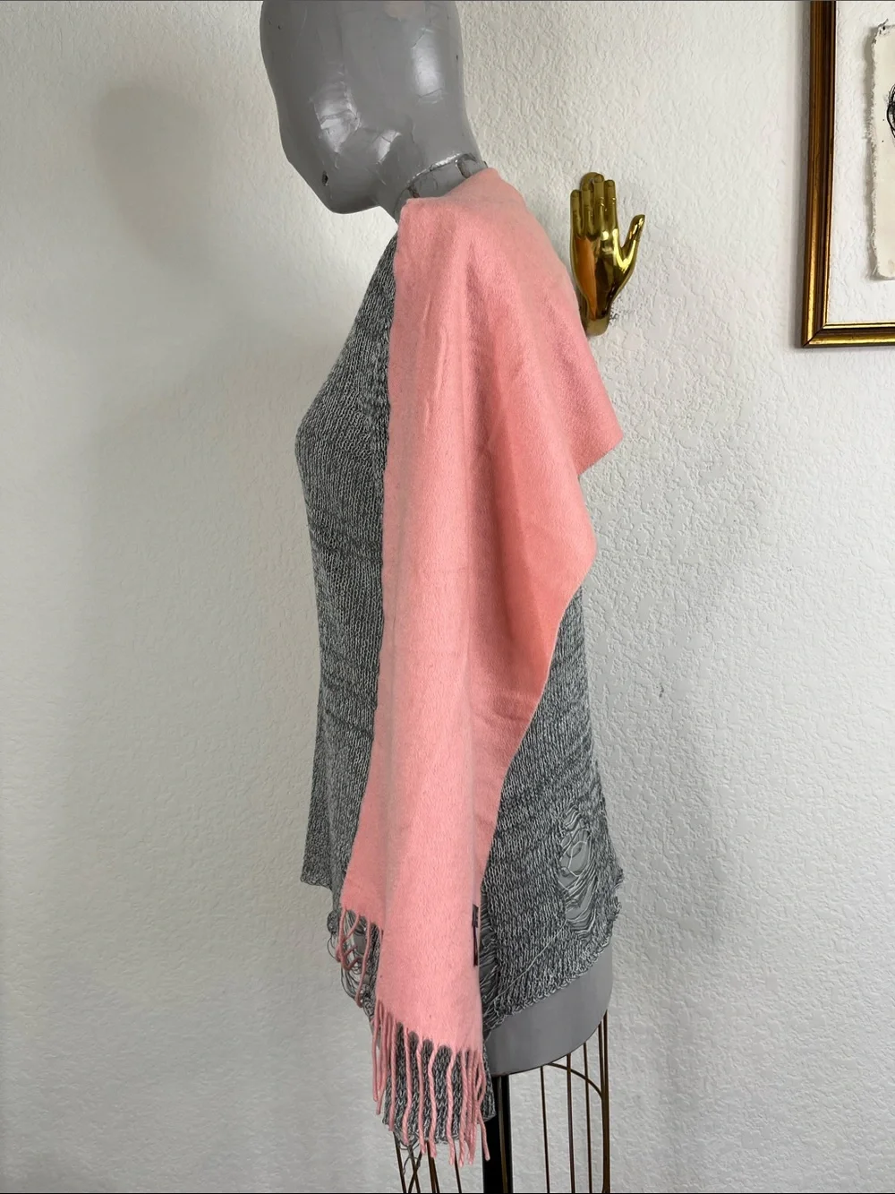 Charter Club Pink Salmon Cashmere Fringe Scarf
